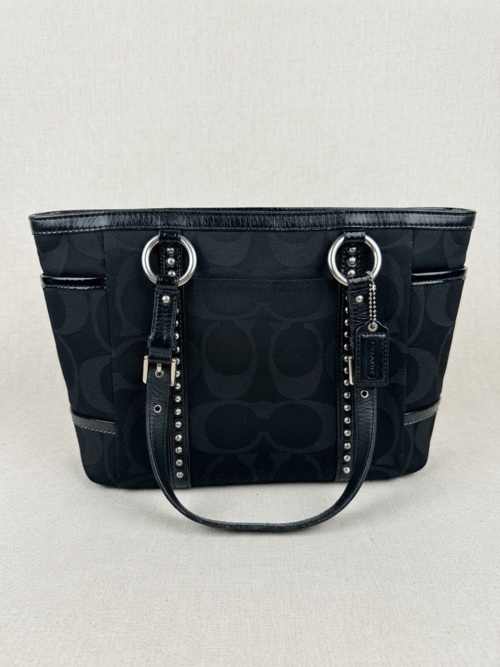 Coach Y2K Signature C Gallery Black Studded Tote/ Shoulder Bag